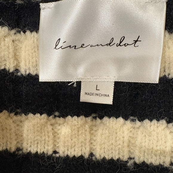Line and Dot Laurel Cropped Knit Cardigan sweater ivory black stripes  L - Picture 5 of 8